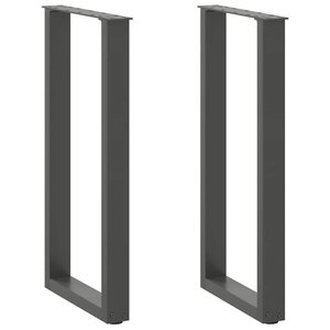 vidaXL Pieds de table console en U  2 pièces  anthracite  28 x (72-73) cm  acier