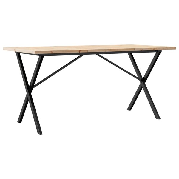 vidaXL Table à manger cadre en X 140x80x75 5 cm bois pin massif fonte