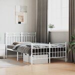vidaXL Cadre de lit métal sans matelas et pied de lit blanc 120x190 cm