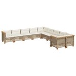 vidaXL Salon de jardin avec coussins 10 Pièces beige résine tressée