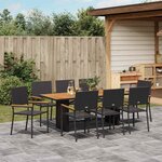vidaXL Ensemble de salle à manger pour jardin 9 Pièces Noir et Marron