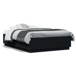 vidaXL Cadre de lit avec LED sans matelas noir 135x190 cm