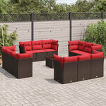 vidaXL Salon de jardin avec coussins 13 Pièces marron résine tressée