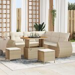 vidaXL Ensemble de canapé de jardin 8 Pièces Beige polyrotin