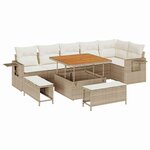 vidaXL Ensemble de canapé de jardin 9 Pièces Beige Poly rotin