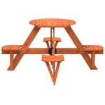 vidaXL Table de pique-nique pour 4 enfants avec trou de parasol rond