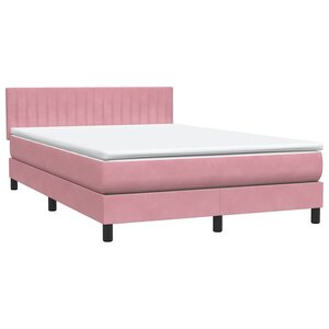 vidaXL Sommier à lattes de lit avec matelas rose 160x210 cm velours