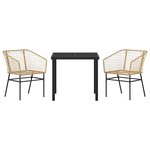 vidaXL Ensemble de salle à manger pour jardin 3 Pièces Marron polyrotin