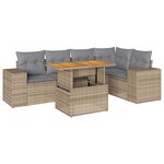 vidaXL Salon de jardin avec coussins 6 Pièces beige résine tressée