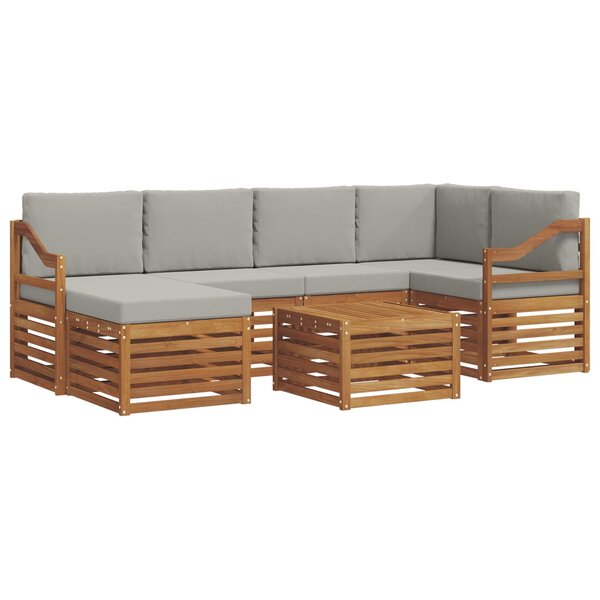 vidaXL Ensemble de canapés d'extérieur 7 pc Gris Naturel et Clair