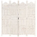 vidaXL Cloison de séparation 4 panneaux Blanc 160x165 cm Bois manguier