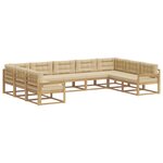 vidaXL Ensemble de canapés d'extérieur 9 Pièces Blanc et Beige