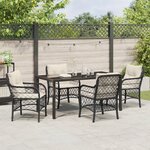 vidaXL Ensemble de Salle à Manger de Jardin 5 Pièces avec Coussins Noir en Rattan Poly