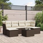 vidaXL Salon de jardin avec coussins 7 Pièces marron résine tressée