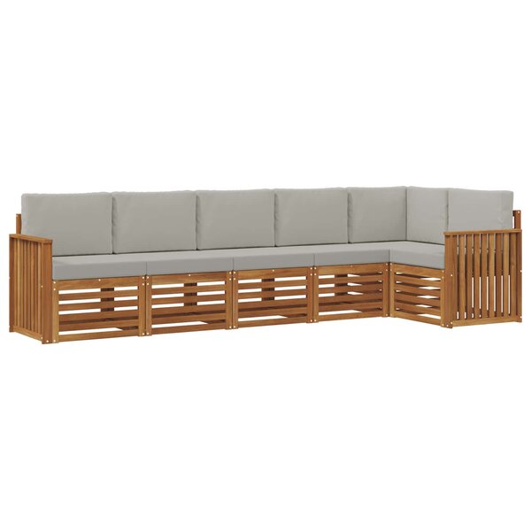 vidaXL Ensemble de canapés d'extérieur 6 pc Gris Naturel et Clair