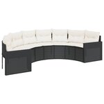 vidaXL Salon de jardin 3 Pièces demi-rond noir résine tressée