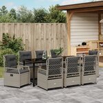 vidaXL Ensemble de Salle à Manger de Jardin 9 Pièces Gris Clair en Rattan Poly