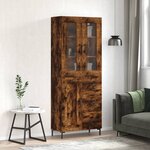 vidaXL Buffet haut Chêne fumé 69 5x34x180 cm Bois d'ingénierie