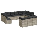 vidaXL Salon de jardin avec coussins 13 Pièces gris clair résine tressée