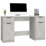 vidaXL Bureau avec armoire latérale Gris béton Bois d'ingénierie