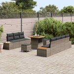 vidaXL Ensemble de canapé de jardin 10 Pièces Gris Poly rotin