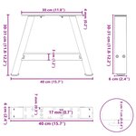vidaXL Pieds de table basse en forme de A  2 pièces  noir  40 x (30-31) cm  acier