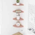 vidaXL Étagère Flottante d'Angle 4 pc Rose 18 x 18 x 2 cm