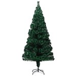 vidaXL Sapin de Noël artificiel avec support vert 210 cm fibre optique
