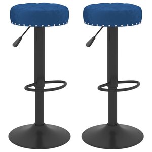 Vidaxl tabourets de bar 2 pcs bleu velours
