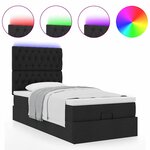 vidaXL Cadre de lit ottoman avec matelas noir 90x190 cm tissu