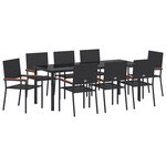 vidaXL Ensemble de Salle à Manger de Jardin de 9 Pièces Noir Rattan Synthétique