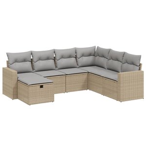 vidaXL Salon de jardin avec coussins 7Pièces mélange beige résine tressée