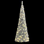 vidaXL Sapin de Noël artificiel escamotable avec neige floquée 100 LED