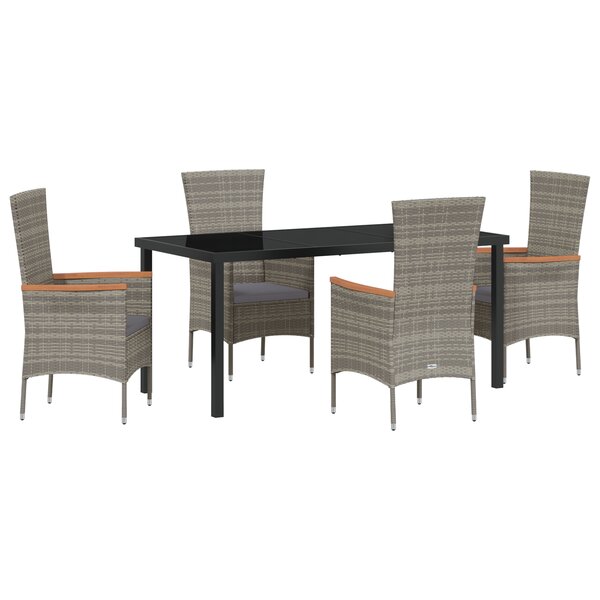 vidaXL Ensemble de Salle à Manger de Jardin 5 Pièces avec Coussins Rattan Poly Gris