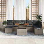 vidaXL Ensemble de canapé de jardin 8 Pièces Gris Poly rotin