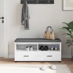 vidaXL Banc d'entrée avec coussin avec tiroir Blanc 100 x 38 x 46 cm