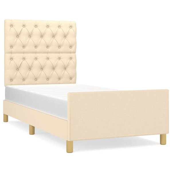 vidaXL Cadre de lit avec tête de lit Crème 80x200 cm Tissu