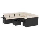 vidaXL Salon de jardin 9 Pièces avec coussins noir résine tressée
