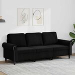 vidaXL Canapé à 3 places Noir 180 cm Velours