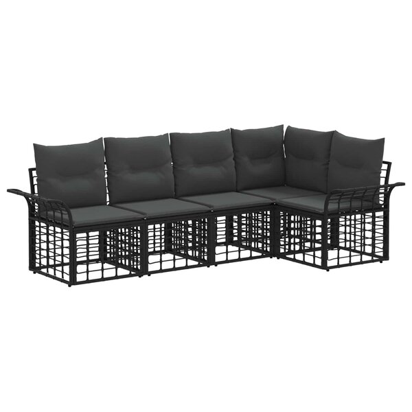 vidaXL Ensemble de canapés d'extérieur 5 Pièces Noir et Gris foncé
