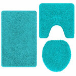 vidaXL Tapis de bain 3 Pièces Turquoise 50 x 50 cm Polypropylène