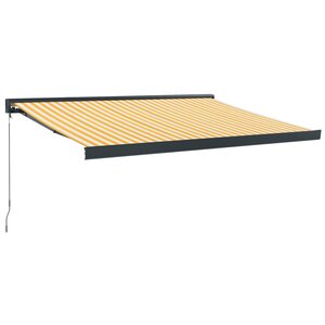 vidaXL Auvent rétractable jaune et blanc 3 5x2 5 m tissu et aluminium