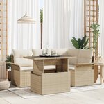 vidaXL Ensemble de canapé de jardin 5 pièces avec coussins Beige Rattan en polyéthylène