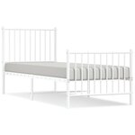 vidaXL Cadre de lit métal sans matelas avec pied de lit blanc 75x190cm