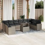vidaXL Salon de jardin 11 Pièces avec coussins gris clair résine tressée