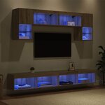 vidaXL Unités murales TV avec LED 6 Pièces Chêne artisanal