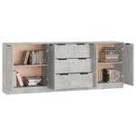 vidaXL Buffets 3 Pièces gris béton bois d'ingénierie