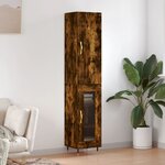 vidaXL Buffet haut Chêne fumé 34 5x34x180 cm Bois d'ingénierie