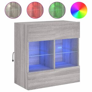 vidaXL Meuble TV mural avec lumières LED sonoma gris 58 5x30x60 5 cm