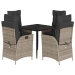 vidaXL Ensemble à manger de jardin 5 Pièces coussins gris résine tressée
